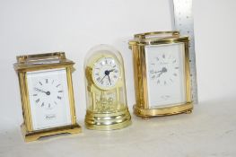 TWO MODERN CARRIAGE CLOCKS, AND A FURTHER SMALL CLOCK (3)