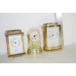 TWO MODERN CARRIAGE CLOCKS, AND A FURTHER SMALL CLOCK (3)