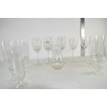 GLASS WARES, WINE GLASSES AND CHAMPAGNE FLUTES