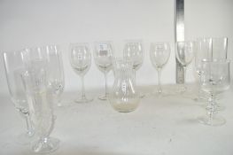 GLASS WARES, WINE GLASSES AND CHAMPAGNE FLUTES