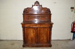 DECORATIVE VICTORIAN MAHOGANY CHIFFONIER WITH BARLEY TWIST CARVED DECORATIVE SUPPORTS AND ORNATELY