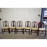 SUITE OF SIX FAN BACK DINING CHAIRS, EACH APPROX 74CM HIGH