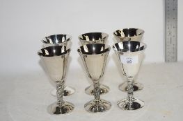 SIX METAL WINE GLASSES