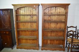 Pair of modern full-height stained wood Book Cases