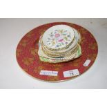 DECORATIVE PLATE PLUS A QUANTITY OF SMALL MINTON PIN DISHES