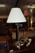 PAIR OF GOOD QUALITY FLUTED BRASS TABLE LAMPS, EACH HEIGHT APPROX 43CM, TOGETHER WITH A METAL