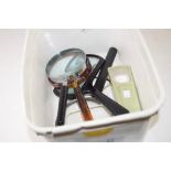 BOX CONTAINING MAGNIFYING GLASSES