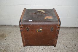SMALL PINE FRAMED TRAVELLING TRUNK, WIDTH APPROX 51CM