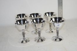 SIX METAL WINE GLASSES