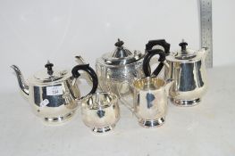 PLATED TEA SET WITH TEA POT, COFFEE POT, HOT WATER JUG, MILK JUG AND SUGAR BOWL