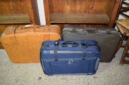 THREE VARIOUS SUITCASES, THE LARGEST LENGTH APPROX 68CM