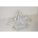 LARGE PORCELAIN BLANC DE CHINE FLORAL ENCRUSTED BASKET