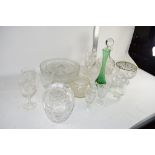 GLASS WARES, DECANTER, FRUIT BOWL ETC