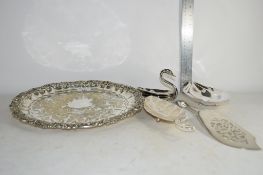 PLATED SILVER TRAY, CAKE SLICE ETC