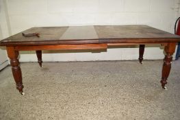 VICTORIAN WIND OUT DINING TABLE WITH EXTRA LEAF AND CARVED FLUTED LEGS, LENGTH FOLDED APPROX 34CM