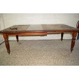 VICTORIAN WIND OUT DINING TABLE WITH EXTRA LEAF AND CARVED FLUTED LEGS, LENGTH FOLDED APPROX 34CM