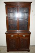 LATE 19TH CENTURY/EARLY 20TH CENTURY MAHOGANY CUPBOARD WITH BOOKCASE OVER, WIDTH APPROX 94CM, WITH