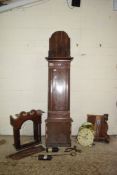 19TH CENTURY LONGCASE CLOCK, THE HAND PAINTED DIAL DEPICTING A RURAL SCENE WITH ROMAN NUMERALS AND