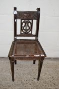 SMALL CANE SEATED CARVED CHAIR (A/F), HEIGHT APPROX 85CM