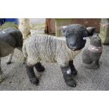 RESIN SHEEP FIGURE, H 45CM L 48CM