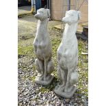 PAIR COMPOSITION FIGURES OF SEATED WHIPPETS H 75CM