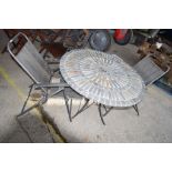 STONE TOP GARDEN TABLE & TWO CHAIRS