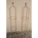 PAIR MEDIUM STEEL OBELISKS WITH BALL TOP H 145CMS