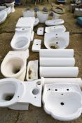 QTY BATHROOM FITTINGS INC TOILET PANS, PEDESTALS, ETC