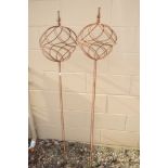 PAIR LARGE SPIRAL BALL ON STEMS H 160 CMS