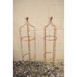 PAIR SMALL STEEL OBELISKS WITH BALL TOP H 100CMS