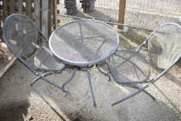 METAL GARDEN TABLE & TWO CHAIRS