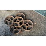 Set of five cast iron Wheels