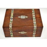 19th century mahogany box containing quantity of miscellaneous items including a Chinese enamel