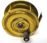 Vintage brass fishing reel, 10cm diam