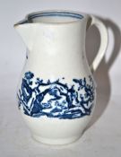 Lowestoft porcelain sparrowbeak printed in blue with the Dromedaries on a raft pattern, 10cm high