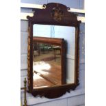 Mahogany Chippendale style wall mirror with parcel gilded crest and mount 1.06m high