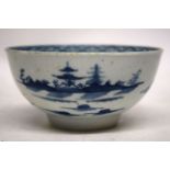 18th century Worcester porcelain slop bowl with the cannonball pattern and workman's mark to base