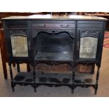 Late Victorian stained wood side cabinet (no back), having a glass panelled door either side of a