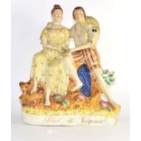 Large Staffordshire group of Paul and Virginia, 33cm high