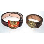 Wild West style pair of leather belts with inscription (2)