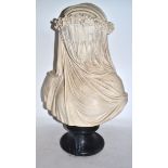 A Filli (Firenze) Italy composite head and shoulders bust of girl wearing a veil, 36cm high