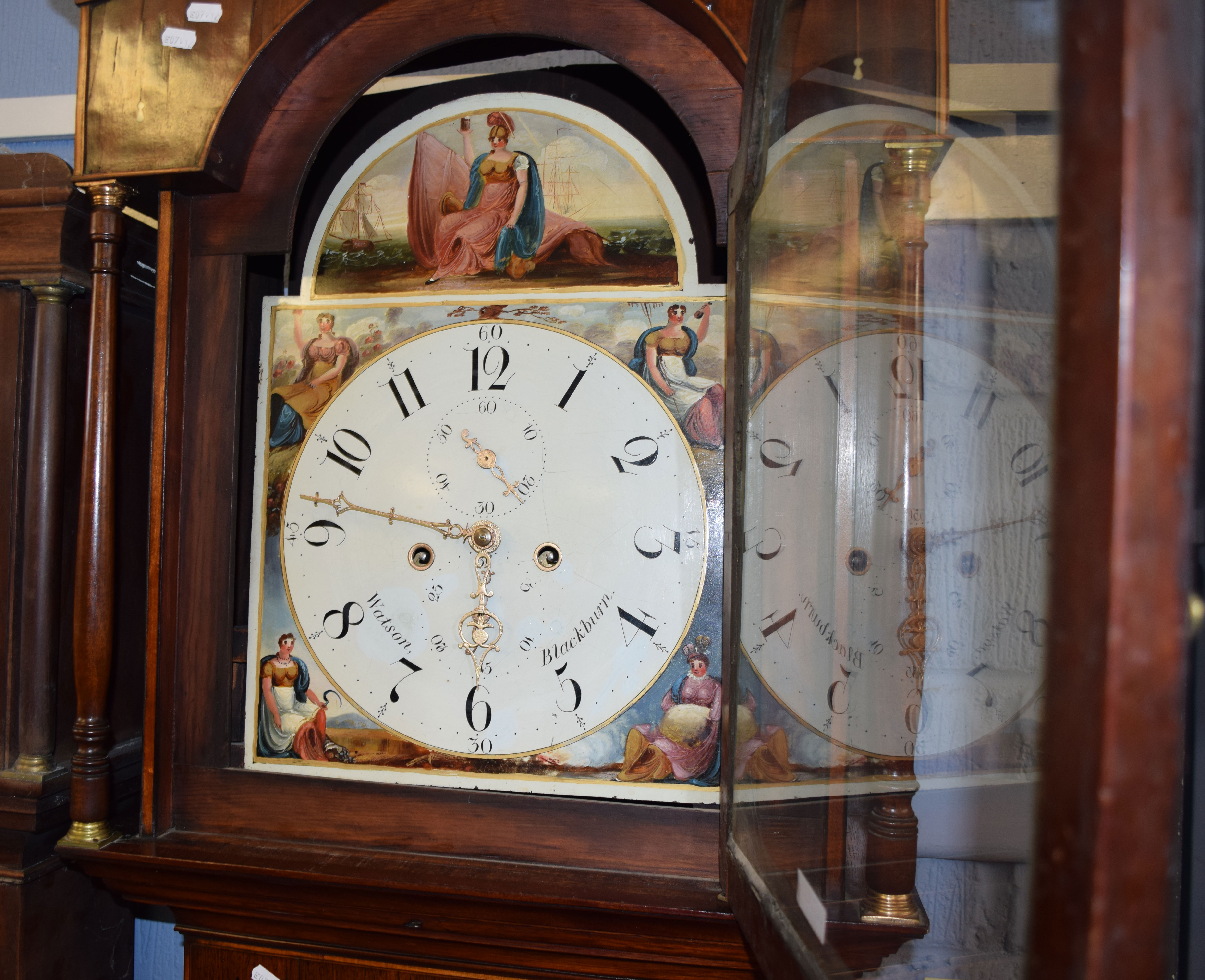 Watson, Blackburn, inlaid mahogany cased North Country longcase clock with arched dial and - Image 2 of 2