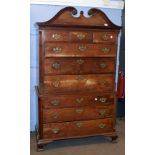 George III period mahogany chest on chest, the top of three short and three long drawers beneath a