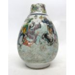 Chinese vase decorated in polychrome with Chinese characters (neck reduced), 17cm high