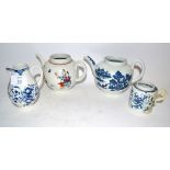 Group of 18th century Worcester porcelain including a tea pot with the man in pavilion pattern,