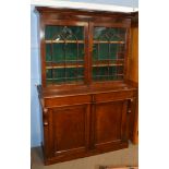 19th century mahogany side cabinet with glazed top, two frieze drawers and two panelled doors