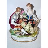 Continental porcelain figure group of a shepherdess with her suitor, 22cm high