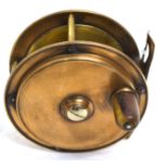 Vintage brass fishing reel 9cm diam