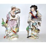 Pair of Continental porcelain figures of a shepherd and shepherdess in Meissen style, 22cm high