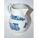 Large Lowestoft sparrowbeak jug decorated with the Dromedaries on a raft print, 10cm high